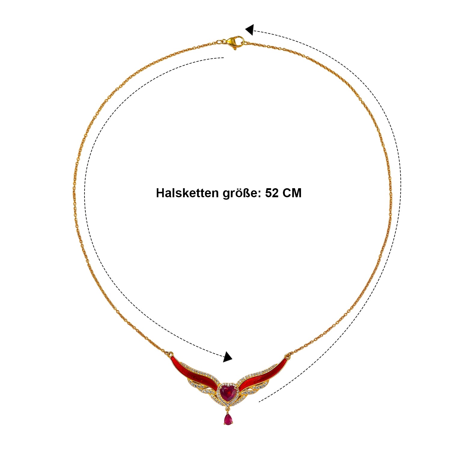 EVER TRUE AAA Afrikanischer Rubin (Fissure gefüllt) Halskette ca. 50 cm Reine Bronze ca. 3,90 ct.
