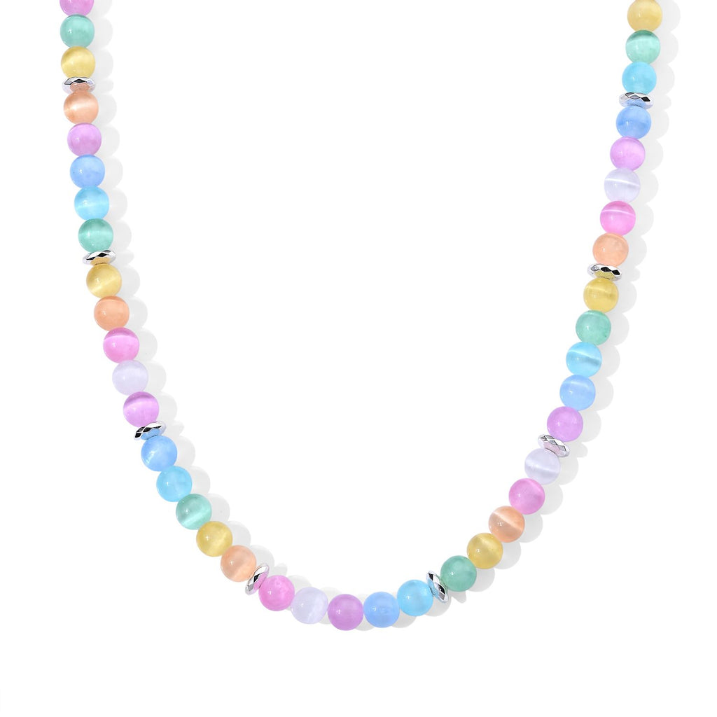 Selenit, Hämatit Halskette ca. 50 cm 316L Edelstahl ca. 330,00 ct.
