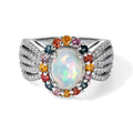 D'Joy AA Natürlicher, äthiopischer Welo Opal, Mehrfarbig Saphir Ring 925 Silber Rhodiniert (Größe 18.00) ca. 2,18 ct
