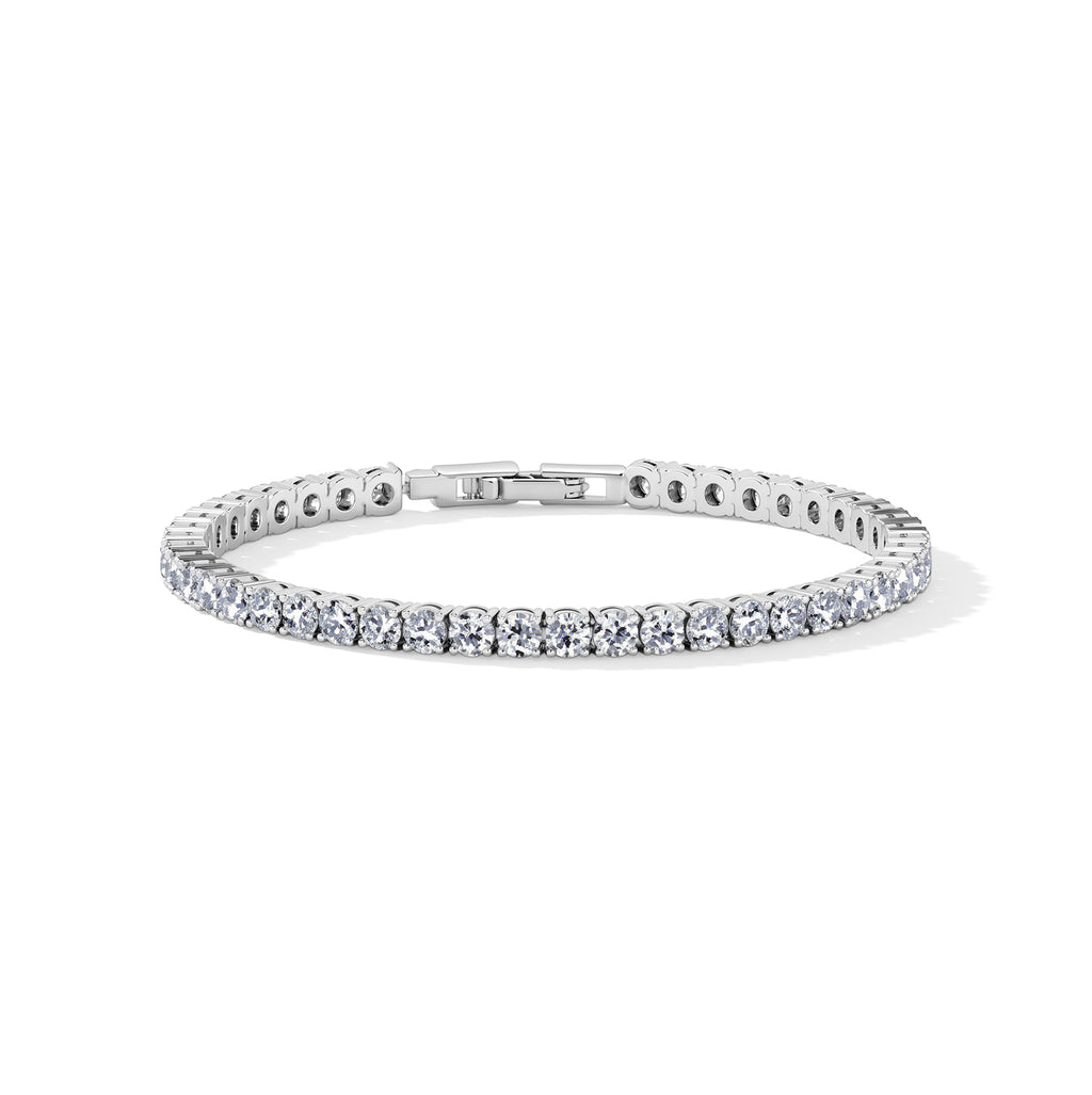 Weißer Zirkonia Armband ca. 19 cm Nickelfreies Messing, Silberfarben