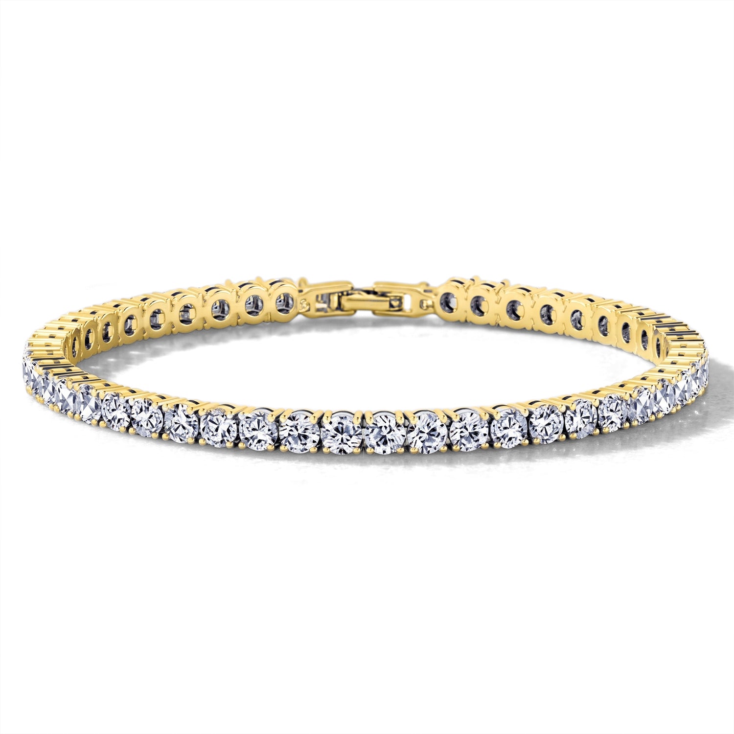 Weißer Zirkonia Armband ca. 19 cm Nickelfreies Messing, Goldfarben
