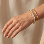 Weißer Zirkonia Armband ca. 19 cm Nickelfreies Messing, Goldfarben