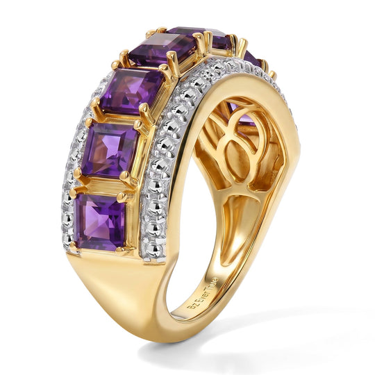 EverTrue Multi-Edelstein und Labor Diamant Ring, Bronze mit Gelbgold E-Beschichtung - 2,63 ct.