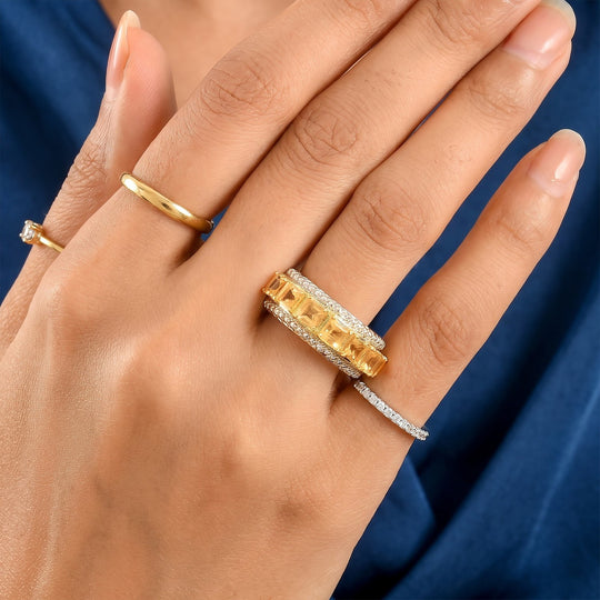 EverTrue Citrin und Labor Diamant Ring, Bronze mit Gelbgold E-Beschichtung - 2,54 ct.