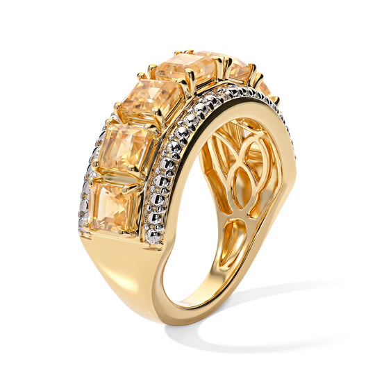 EverTrue Citrin und Labor Diamant Ring, Bronze mit Gelbgold E-Beschichtung - 2,54 ct.