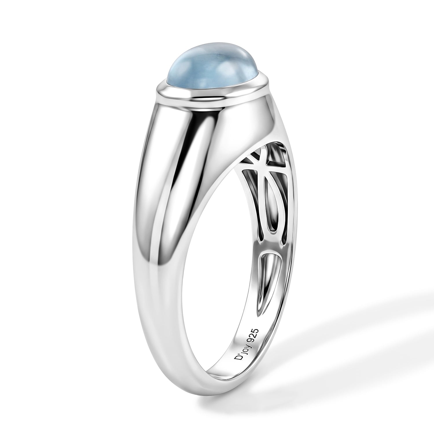 D'Joy Milchiger Aquamarin Ring 925 Silber Rhodiniert (Größe 19.00) ca. 1,75 ct