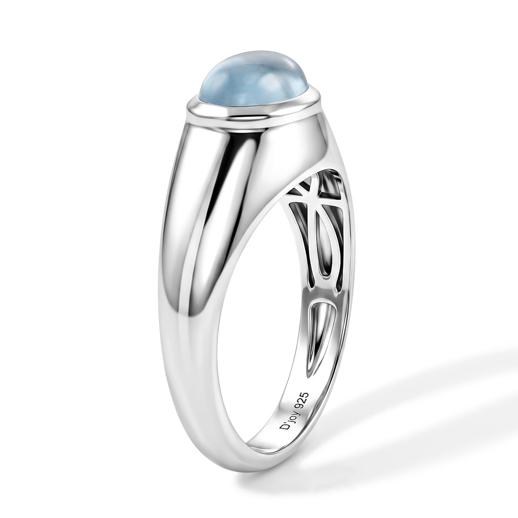 D'Joy Milchiger Aquamarin Ring 925 Silber Rhodiniert (Größe 19.00) ca. 1,75 ct