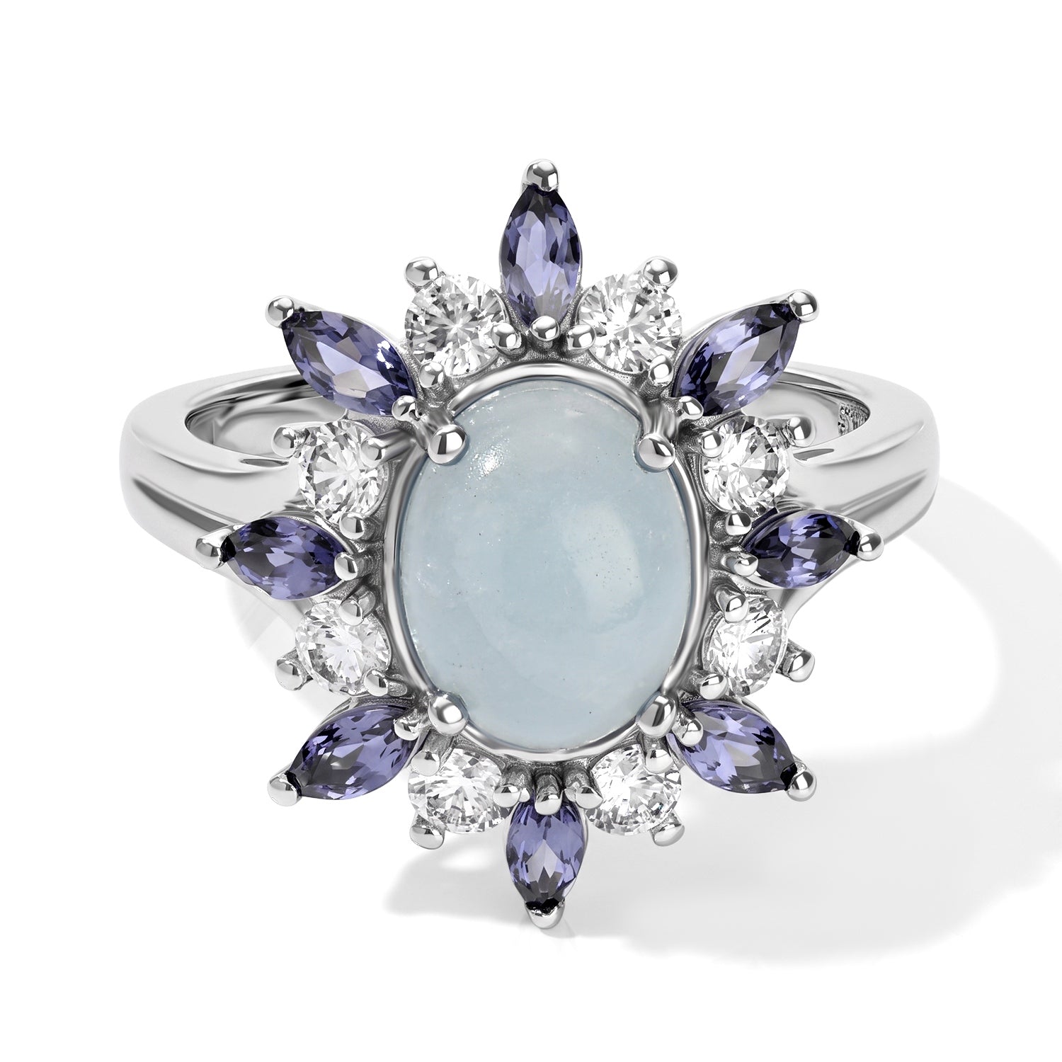 EVER TRUE Milchiger Aquamarin, Iolit Ring Reine Bronze (Größe 17.00) ca. 3,60 ct