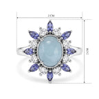 EVER TRUE Milchiger Aquamarin, Iolit Ring Reine Bronze (Größe 17.00) ca. 3,60 ct
