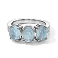 EVER TRUE Milky Aquamarin, Weißer Diamant Ring Reine Bronze (Größe 16.00) ca. 2.85 ct