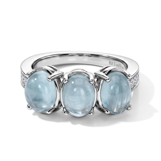 EverTrue milchiger Aquamarin und Diamant Ring (Größe 21.00), Bronze mit Platin E-Beschichtung - 2,85 ct.