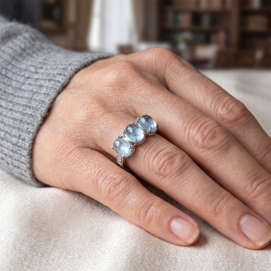 EverTrue milchiger Aquamarin und Diamant Ring (Größe 21.00), Bronze mit Platin E-Beschichtung - 2,85 ct.