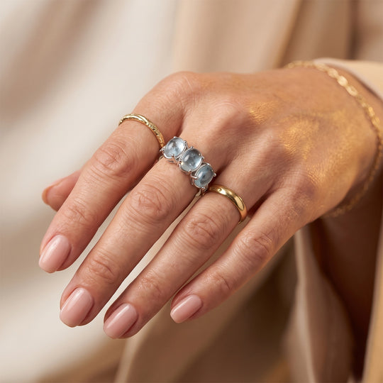 EverTrue milchiger Aquamarin und Diamant Ring (Größe 21.00), Bronze mit Platin E-Beschichtung - 2,85 ct.