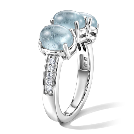 EverTrue milchiger Aquamarin und Diamant Ring (Größe 21.00), Bronze mit Platin E-Beschichtung - 2,85 ct.