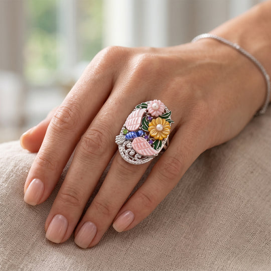 JARDIN KOLLEKTION D'Joy Natürlicher Chromdiopsid, Afrikanischer Amethyst Ring 925 Silber Rhodiniert (Größe 21.00) 0.22 ct