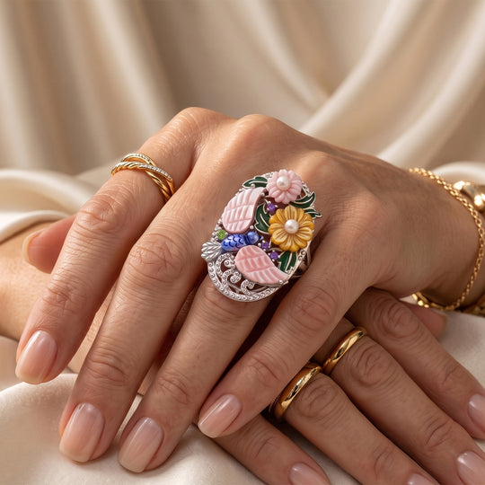 JARDIN KOLLEKTION D'Joy Natürlicher Chromdiopsid, Afrikanischer Amethyst Ring 925 Silber Rhodiniert (Größe 21.00) 0.22 ct