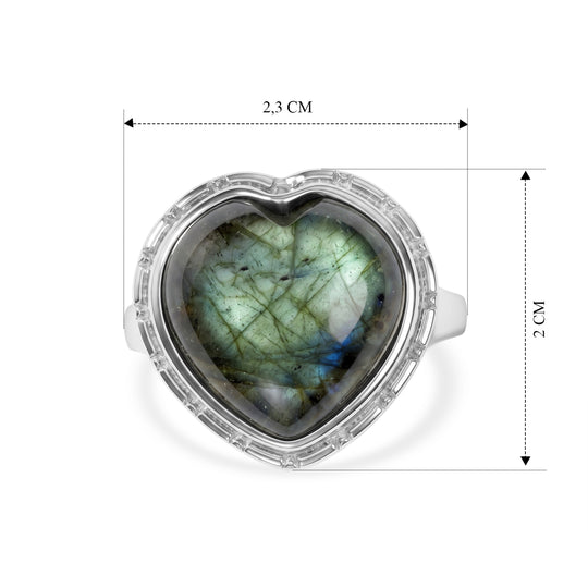 EVER TRUE AAA Labradorit Ring 316L Edelstahl (Größe 16.00) ca. 11,47 ct