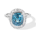 LUXORO AAA Blauer Zirkon, Weißer Diamant Ring 375 Gold (Größe 17.00) ca. 7,69 ct