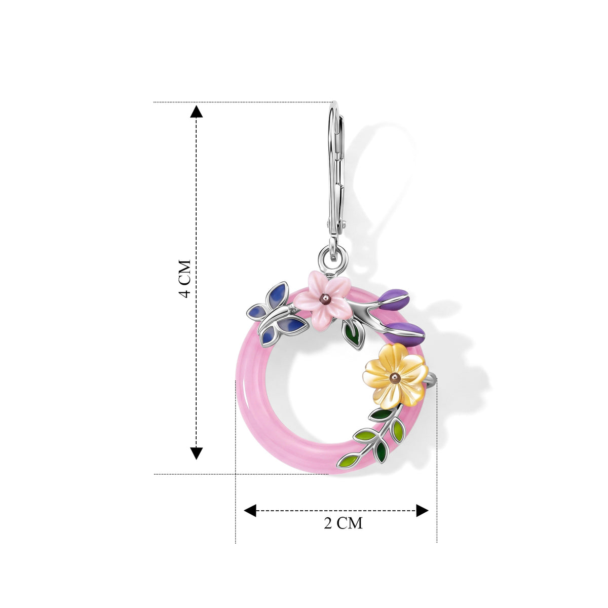 JARDIN KOLLEKTION D'Joy rosa Jade, 6mm gelbes und rosa Perlmutt Ohrringe, 925 Silber rhodiniert - 12,17 ct.