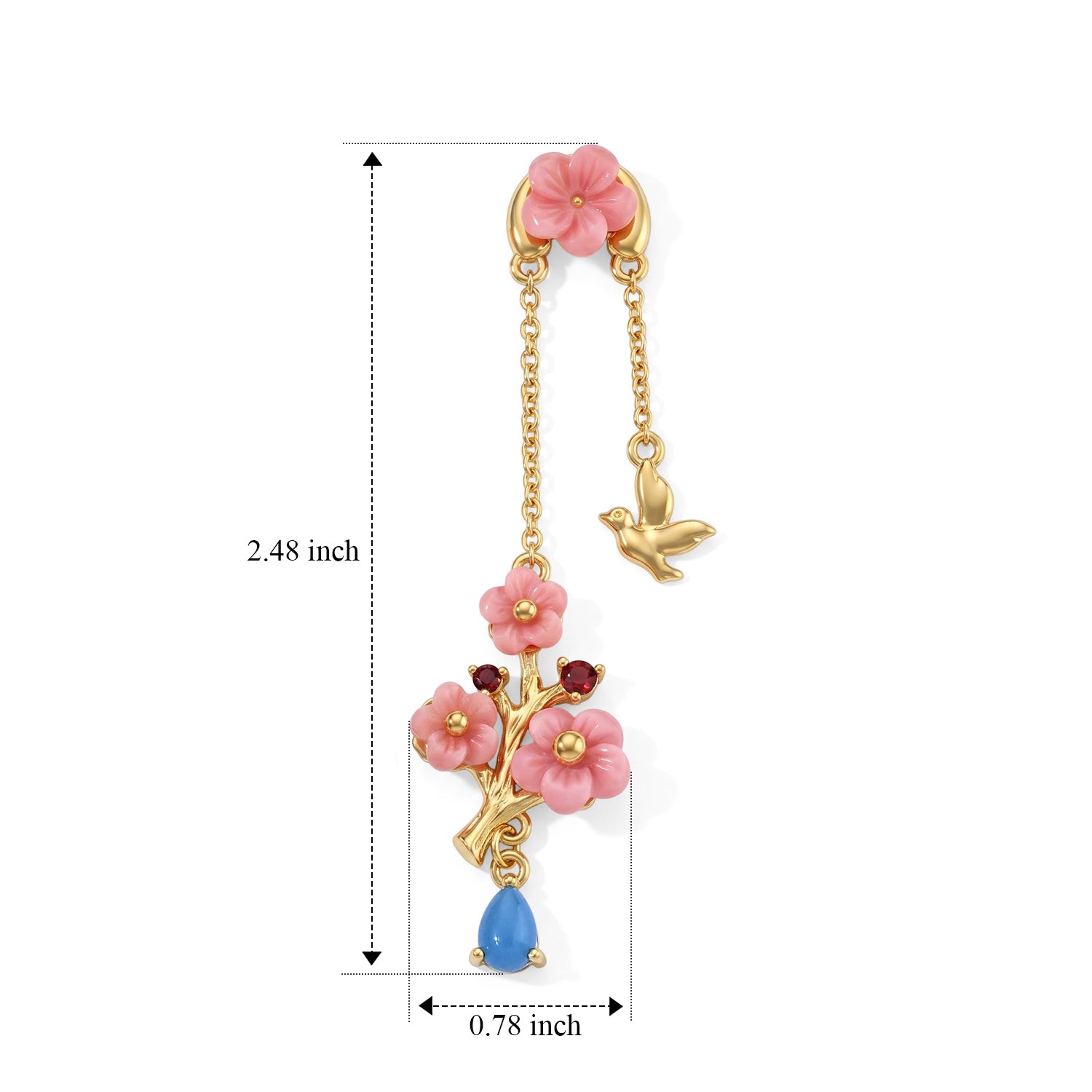 JARDIN KOLLEKTION D'Joy Roter Granat Ohrringe 925 Silber Vergoldet 1.36 ct
