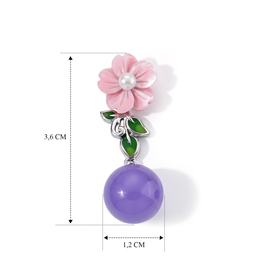 JARDIN KOLLEKTION D'Joy Gefärbte lila Jade, Weiße Süßwasser Perle (3-4mm) Ohrringe 925 Silber Rhodiniert 20.00 ct