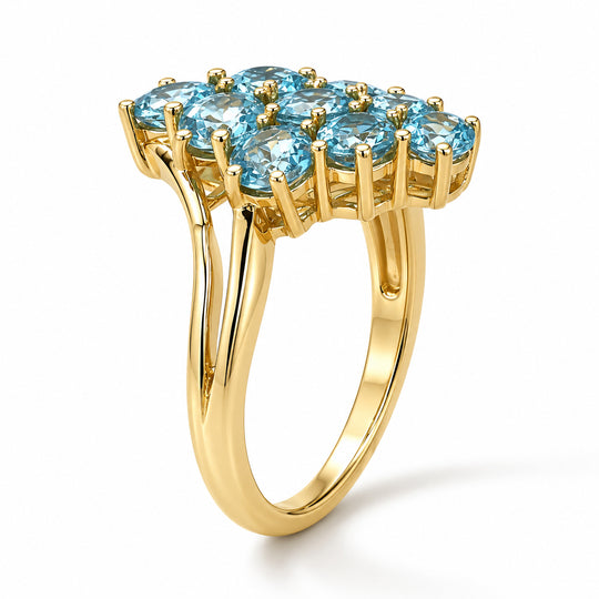 EverTrue AA blauer Apatit Ring, Bronze mit Gelbgold E-Beschichtung - 2,66 ct.