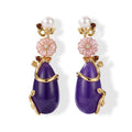 JARDIN KOLLEKTION D'Joy Lila Jade, Roter Granat Ohrringe 925 Silber Vergoldet 30.23 ct