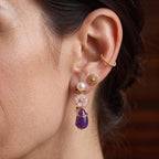 JARDIN KOLLEKTION D'Joy Lila Jade, Roter Granat Ohrringe 925 Silber Vergoldet 30.23 ct