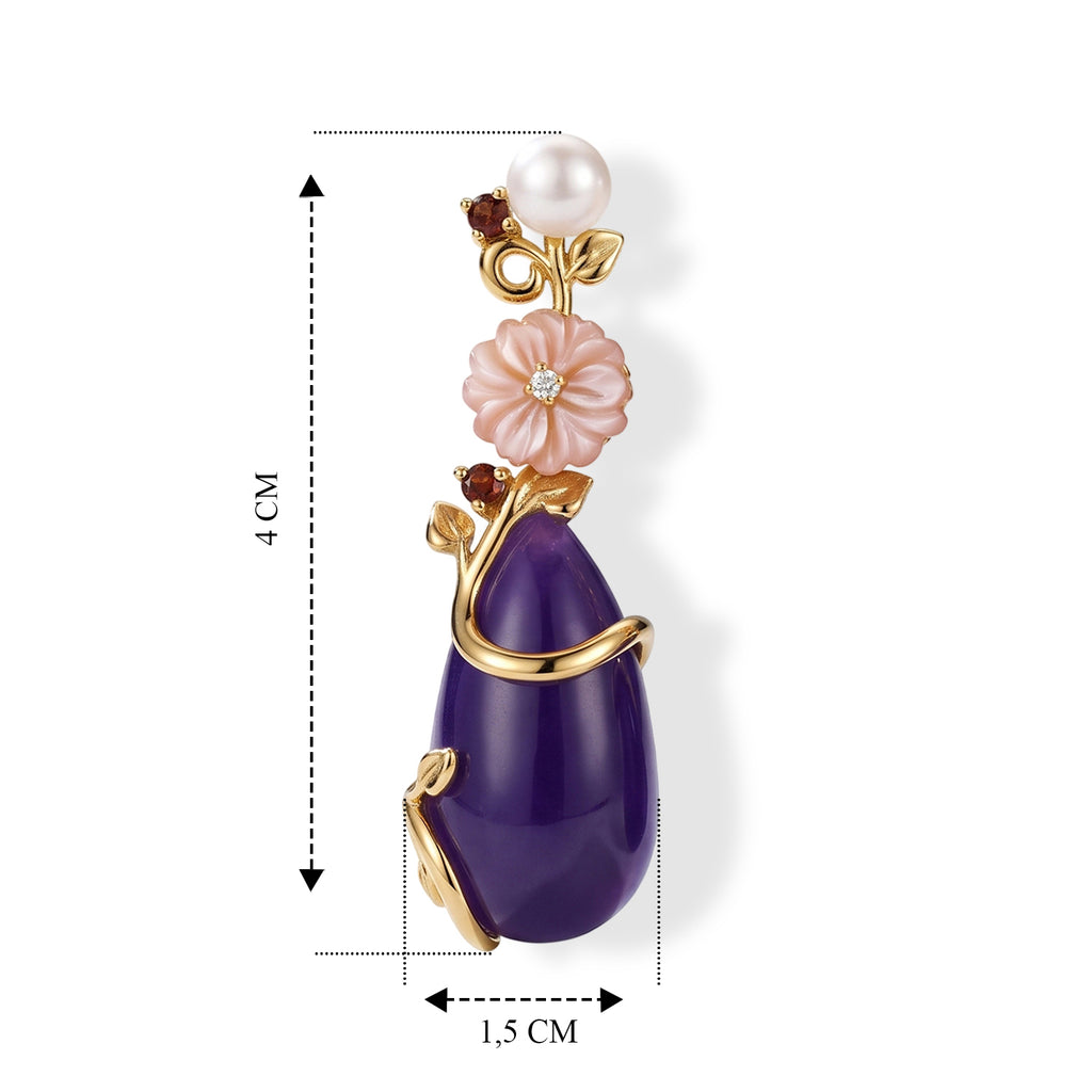 JARDIN KOLLEKTION D'Joy Lila Jade, Roter Granat Ohrringe 925 Silber Vergoldet 30.23 ct