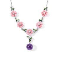 JARDIN KOLLEKTION D'Joy Gefärbte lila Jade, Weiße Süßwasser Perle (3-4mm) Halskette ca. 45 cm 925 Silber Rhodiniert 18.00 ct