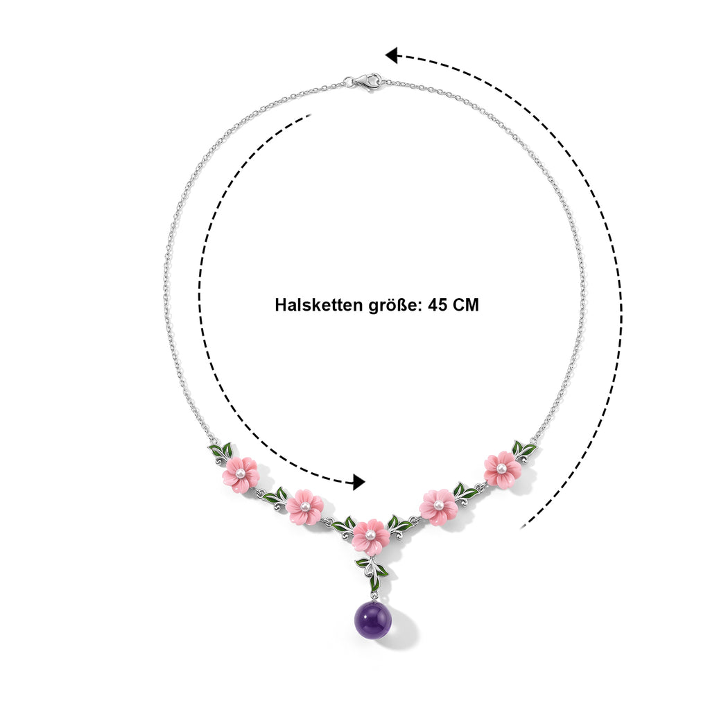 JARDIN KOLLEKTION D'Joy Gefärbte lila Jade, Weiße Süßwasser Perle (3-4mm) Halskette ca. 45 cm 925 Silber Rhodiniert 18.00 ct