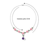 JARDIN KOLLEKTION D'Joy Gefärbte lila Jade, Weiße Süßwasser Perle (3-4mm) Halskette ca. 45 cm 925 Silber Rhodiniert 18.00 ct