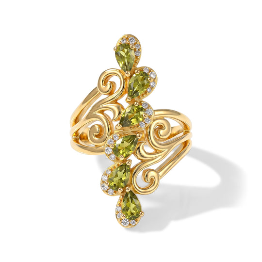 EVER TRUE Peridot Arizona, Weißer Zirkon Ring Reine Bronze (Größe 18.00) ca. 1,65 ct