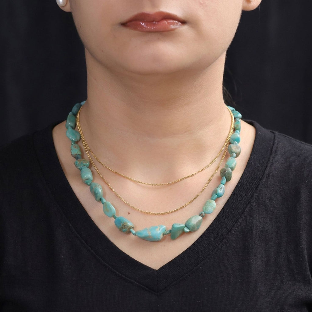 EVER TRUE Türkis Halskette ca. 50 cm Nickelfreies Messing Platiniert ca. 240.00 ct