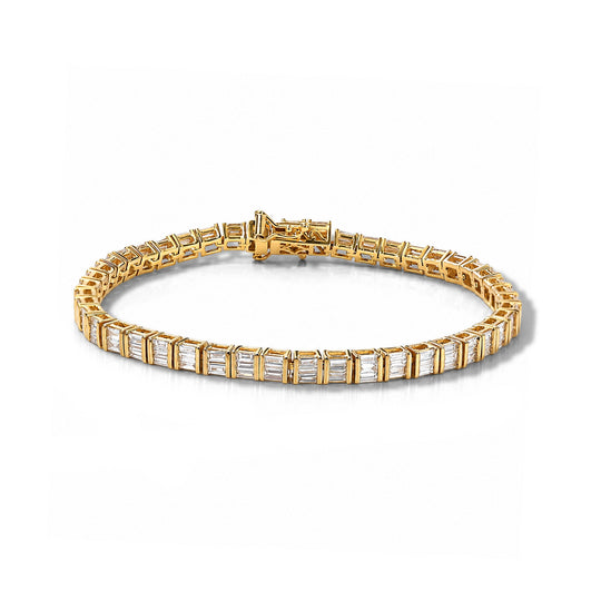 LUXURIANT SGL zertifizierter SI-GH Labor Diamant 19cm Armband, 925 Silber 750 Gelbgold Vermeil - 5 ct.