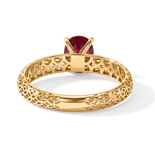 D'Joy AA Afrikanischer Rubin (Fissure gefüllt) Oval Ring 925 Silber 750 Vergoldet (Größe 20.00) ca. 1.80 ct