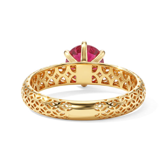 D'Joy AA Afrikanischer Rubin (Fissure gefüllt) Rund Ring 925 Silber 750 Vergoldet (Größe 21.00) ca. 1.80 ct