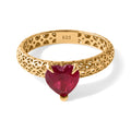 D'Joy AA Afrikanischer Rubin (Fissure gefüllt) Herz Ring 925 Silber 750 Vergoldet (Größe 16.00) ca. 1.80 ct