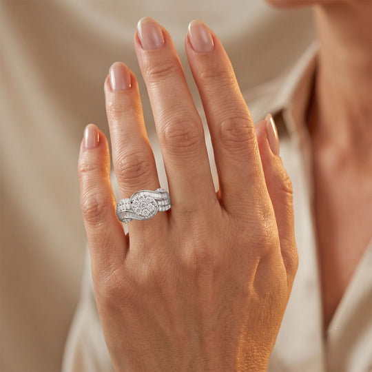 LUXURIANT SGL zertifizierter SI-GH Labor Diamant Ring, 925 Silber rhodiniert - 2 ct.