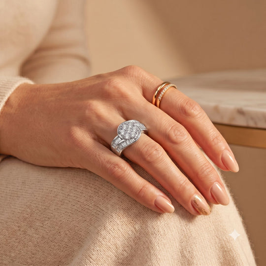 LUXURIANT SGL zertifizierter SI-GH Labor Diamant Ring, 925 Silber rhodiniert - 2 ct.