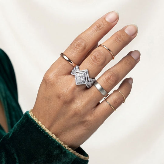 LUXURIANT SGL zertifizierter SI-GH Labor Diamant Ring, 925 Silber rhodiniert - 1 ct.