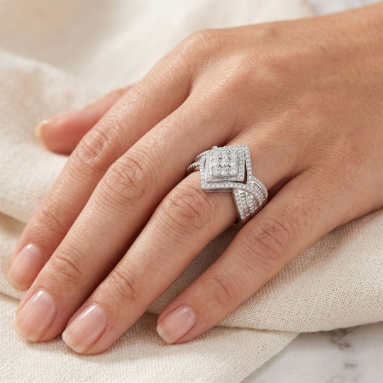 LUXURIANT SGL zertifizierter SI-GH Labor Diamant Ring, 925 Silber rhodiniert - 1 ct.
