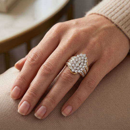 LUXURIANT SI-GH Labor Diamant Ring, 925 Silber 750 Gelbgold Vermeil - 3 ct.