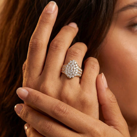 LUXURIANT SI-GH Labor Diamant Ring, 925 Silber 750 Gelbgold Vermeil - 3 ct.