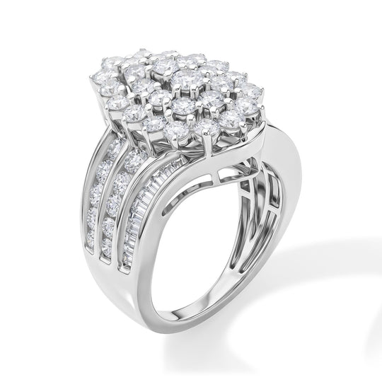 LUXURIANT SI-GH Labor Diamant Ring, 925 Silber rhodiniert - 3 ct.