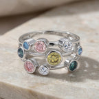 LUXURIANT DIAMOND - Lab Grown Gelb Diamant SI-GH, Lab Grown Rosa Diamant Ring 925 Silber (Größe 17.75) ca. 1,98 ct