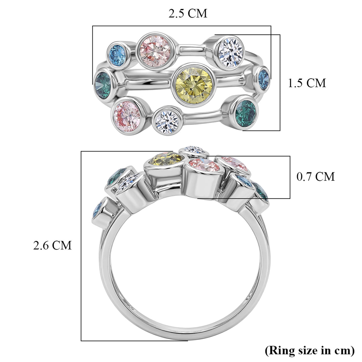 LUXURIANT DIAMOND - Lab Grown Gelb Diamant SI-GH, Lab Grown Rosa Diamant Ring 925 Silber (Größe 17.75) ca. 1,98 ct