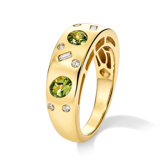 EverTrue Peridot Arizona und Moissanit Ring, Bronze mit Gelbgold E-Beschichtung - 1,46 ct.