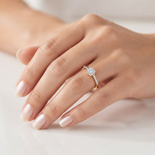 LUXURIANT DIAMOND - Lab Grown Diamant SI-GH Ring 925 Silber 750 Gelbgold vermeil (Größe 17.00) ca. 0,20 ct