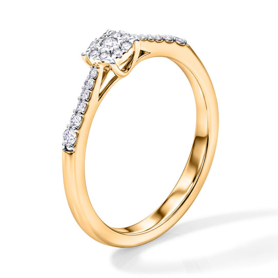 LUXURIANT DIAMOND - Lab Grown Diamant SI-GH Ring 925 Silber 750 Gelbgold vermeil (Größe 20.00) ca. 0,20 ct
